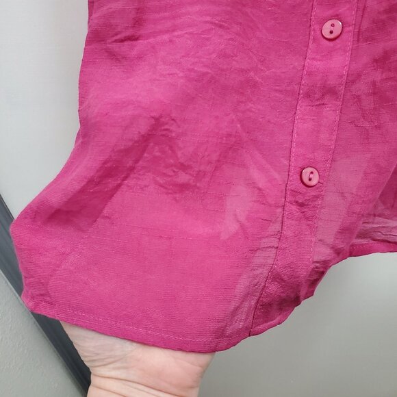 Urban Girl Junior's‎ Magenta Crochet Off Cold Shoulder Button Up Boho Top NWT M - Picture 4 of 8